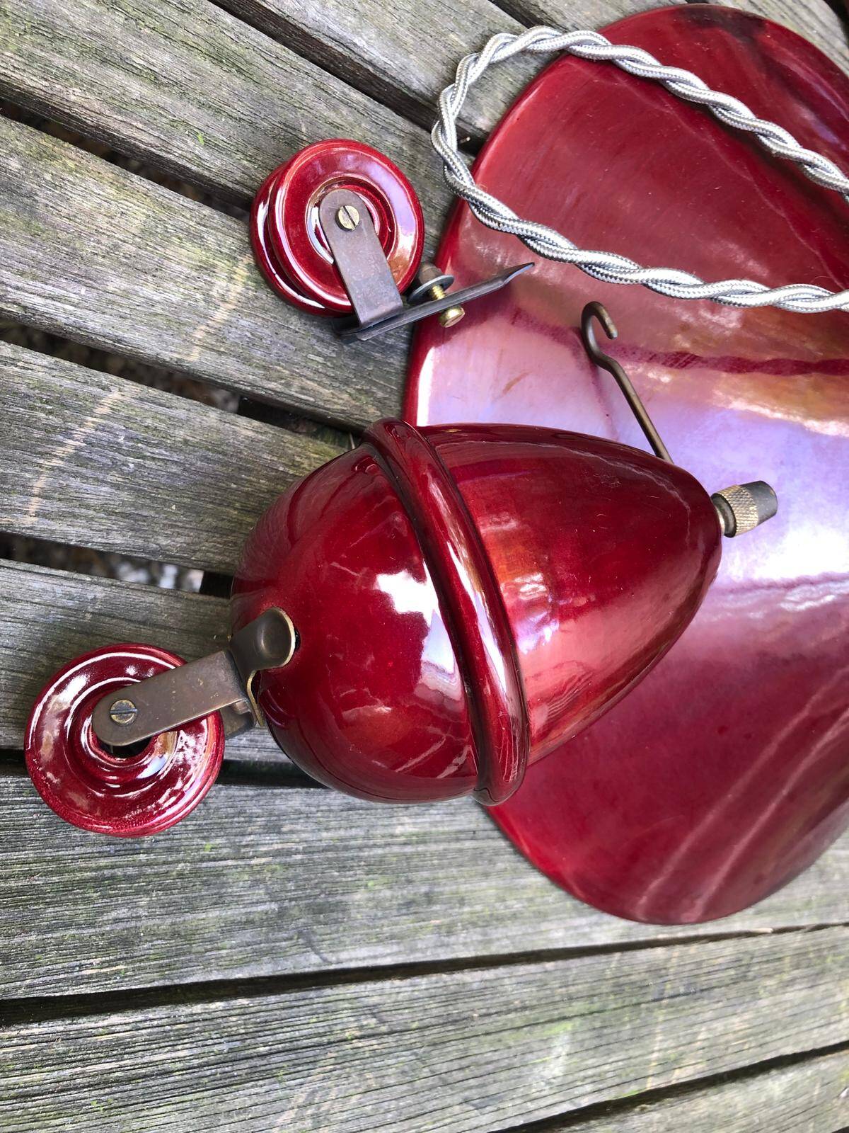 Set of 3 red ceramic pendants, brand Terre d'Hautaniboul.
