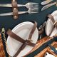 Picnic basket with white porcelain crockery