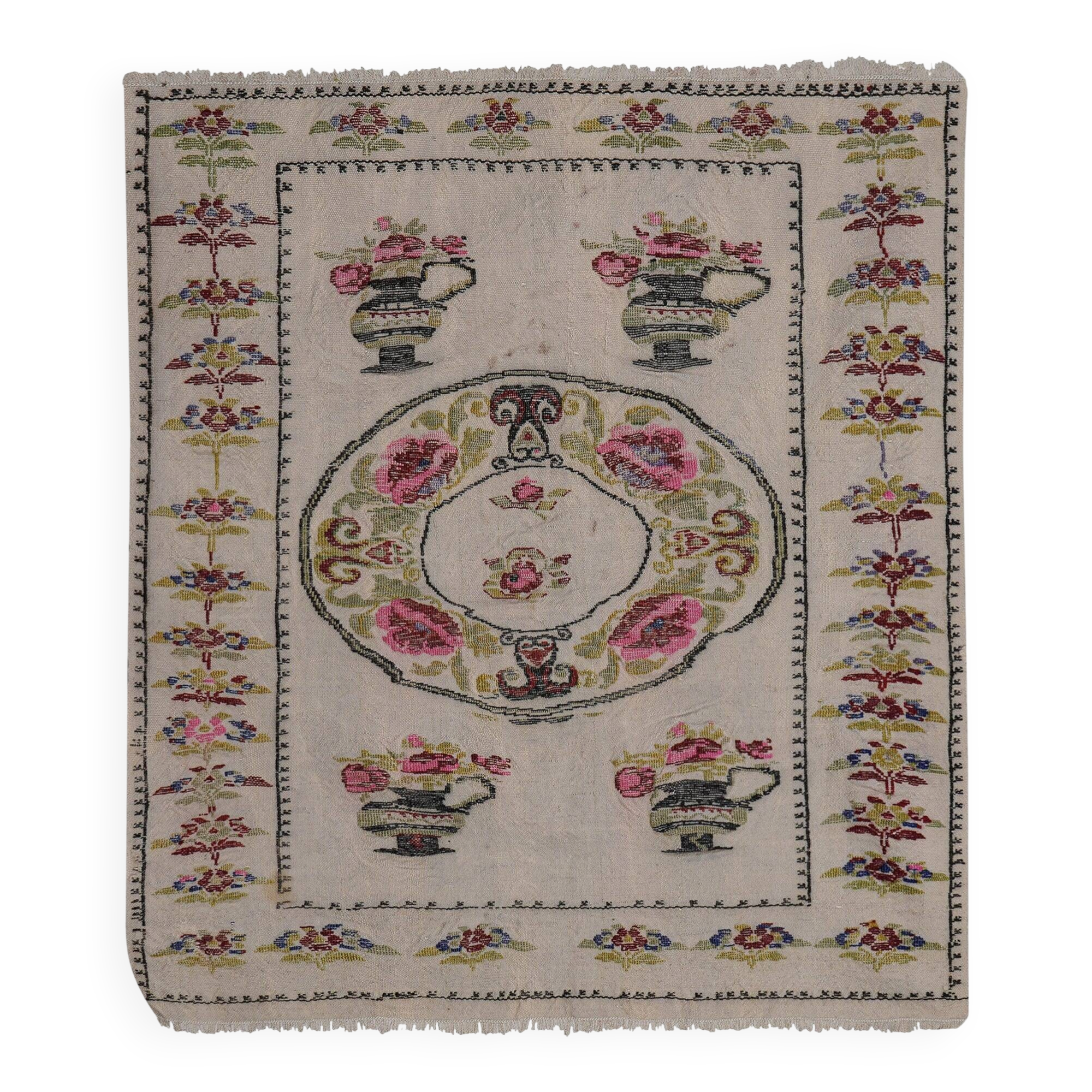 Vintage Turkish kilim, handwoven, 90x104 cm.