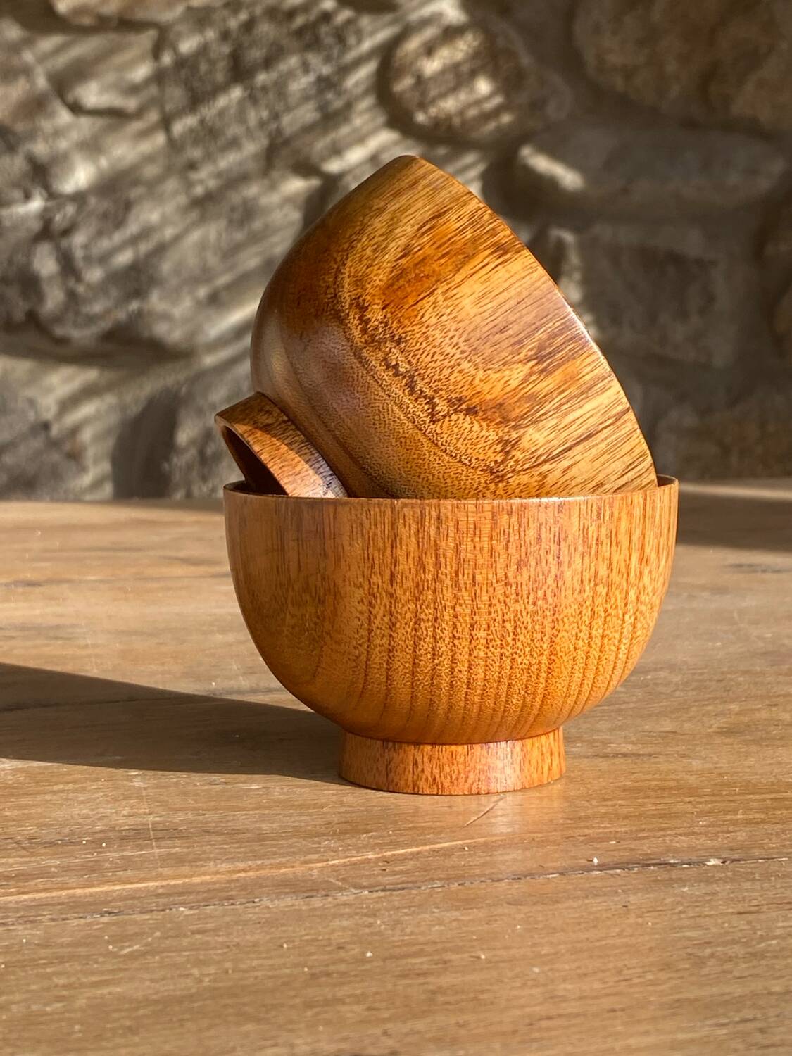 2 natural wooden bowls