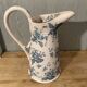 Antique water pitcher, English earthenware, Floral Furnivals England