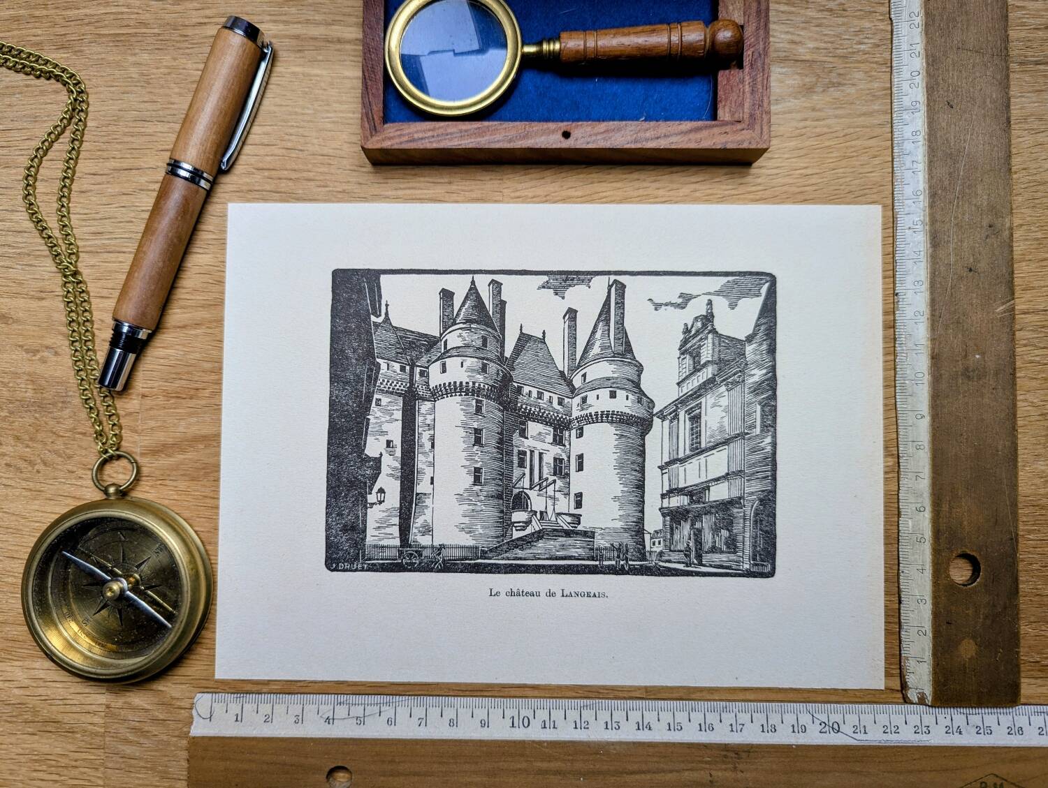The Château de Langeais, printed in 1933, vintage engraving