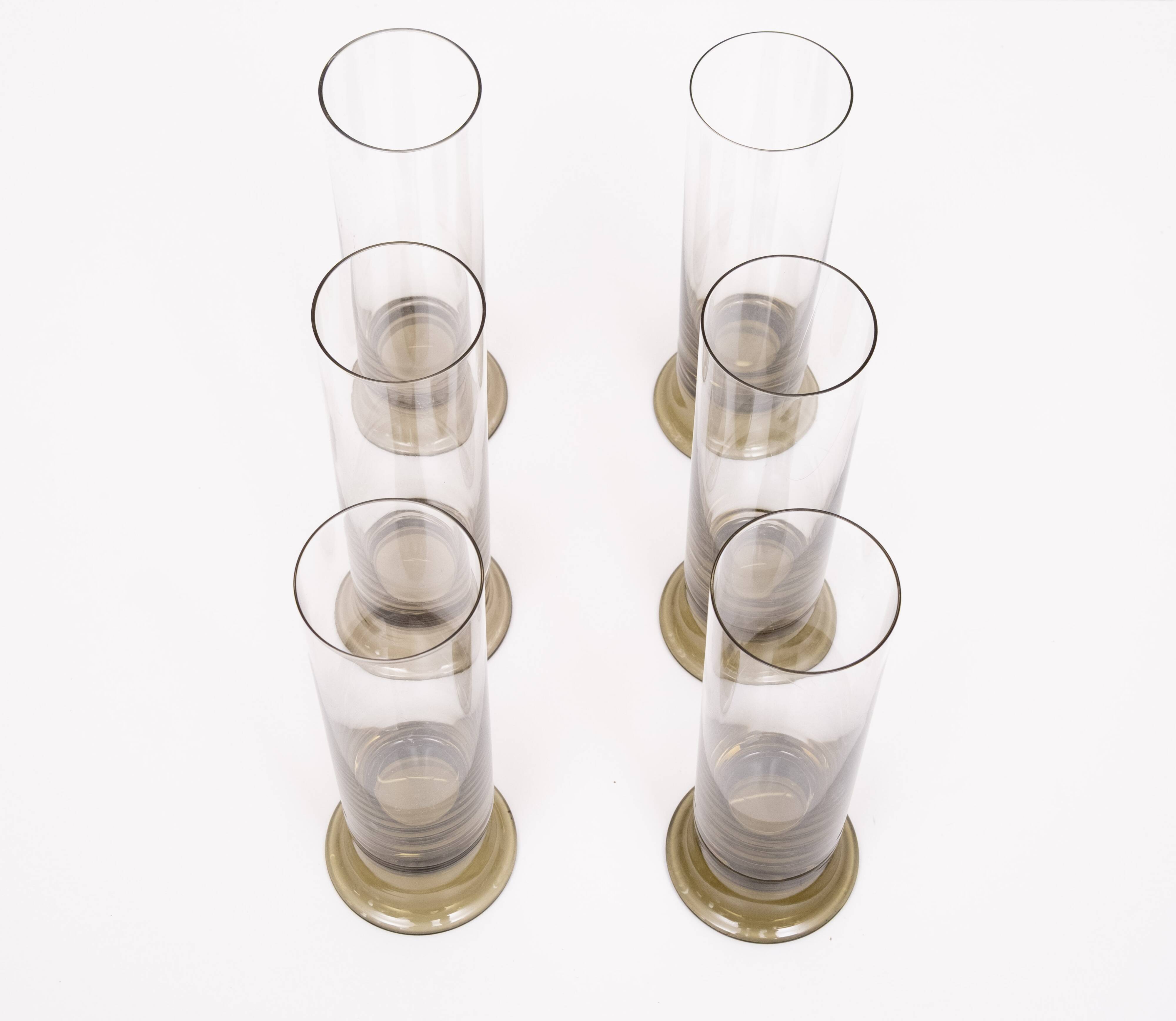 Set of Six Smoked Glass Beer Glasses by Rosenthal, 1970s