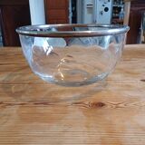 Glass and silver metal salad bowl