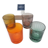 Set of 4 Mikasa colored glass glasses