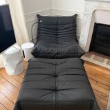 Ensemble de Togo LIGNE ROSET cuir noir