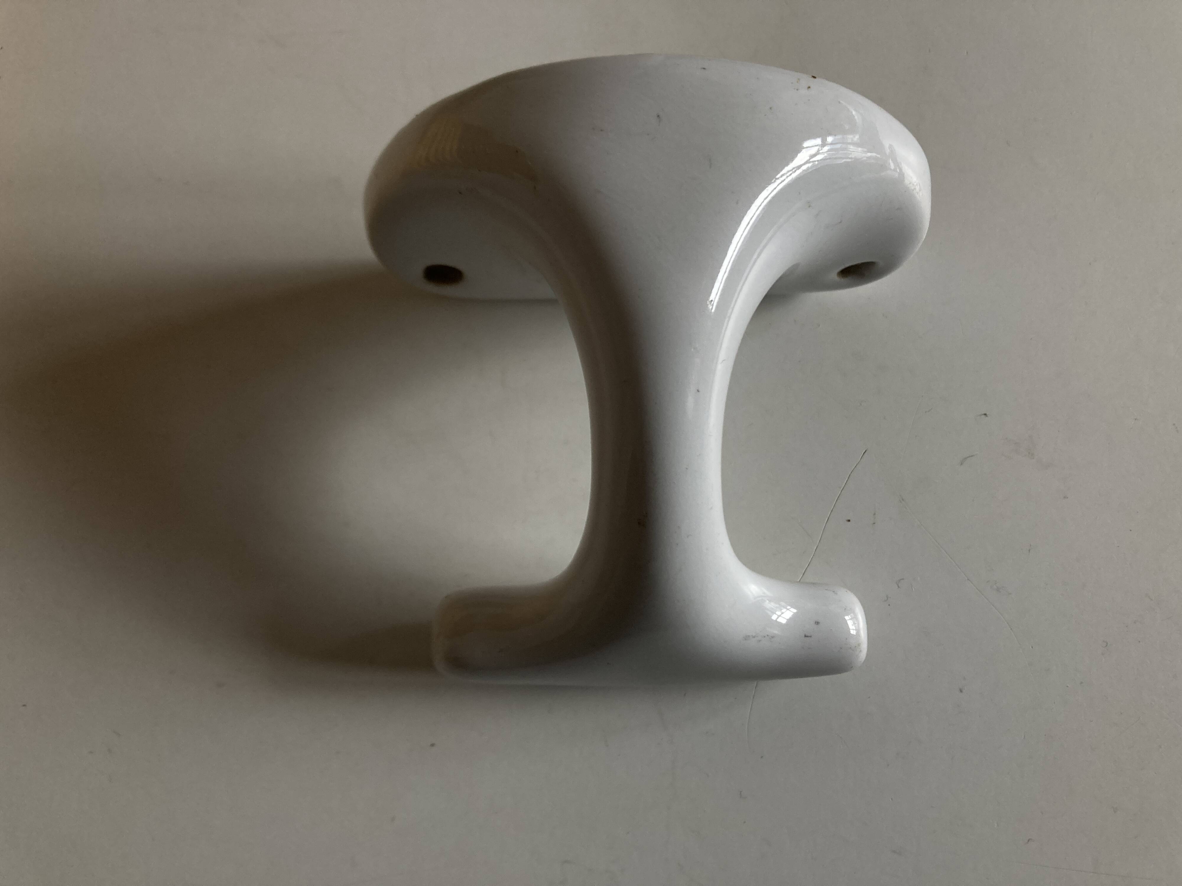 XL white ceramic earthenware coat rack from the 1960s