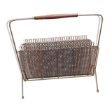 Modernist magazine rack in metal and wood