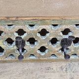 teak coat rack with 6 double cast iron hooks