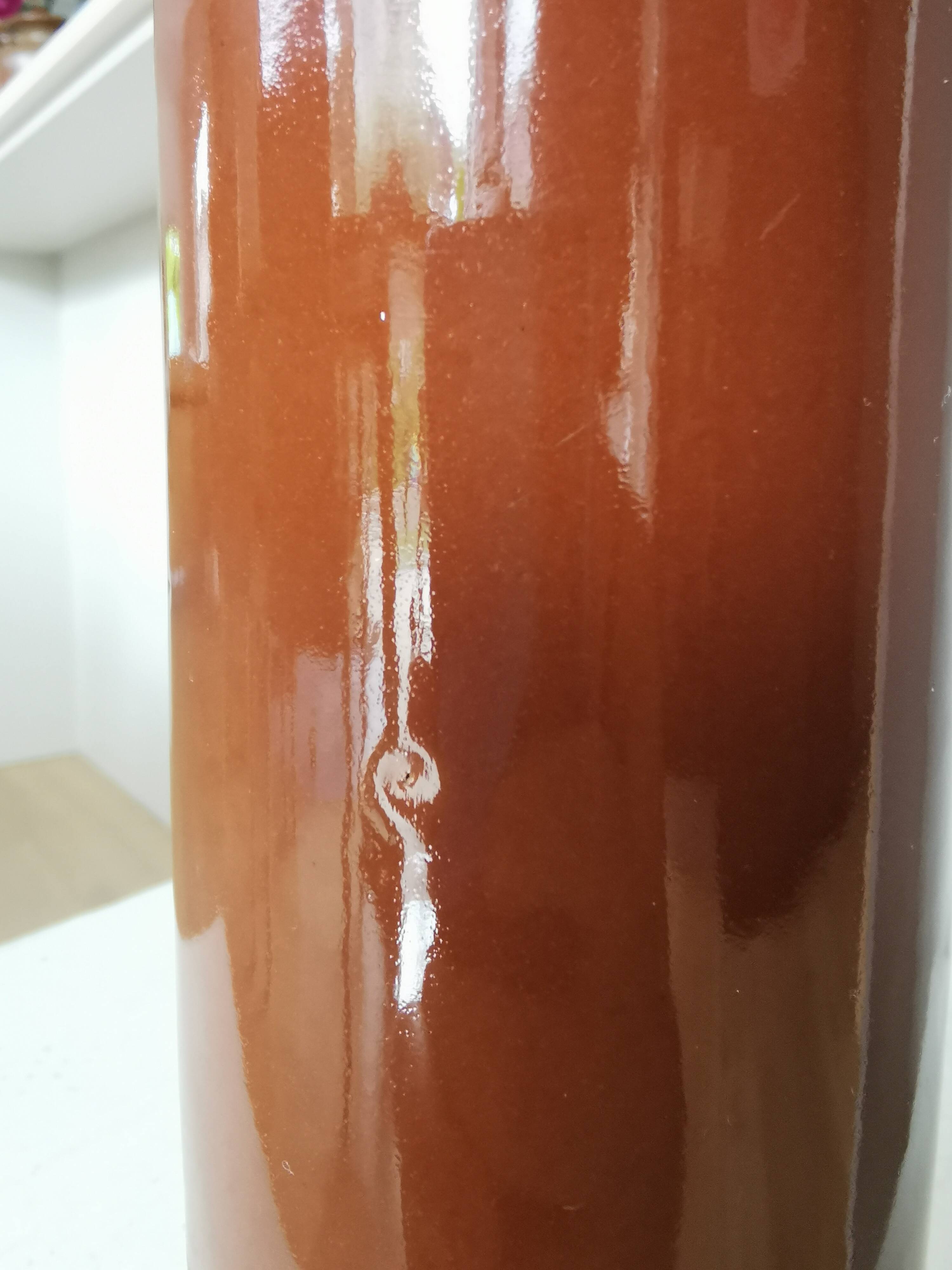 Vintage Brown Glazed Ceramic Vase: Tall Minimalist Bottle Form