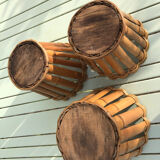 Trois cache pots vintage en bambou