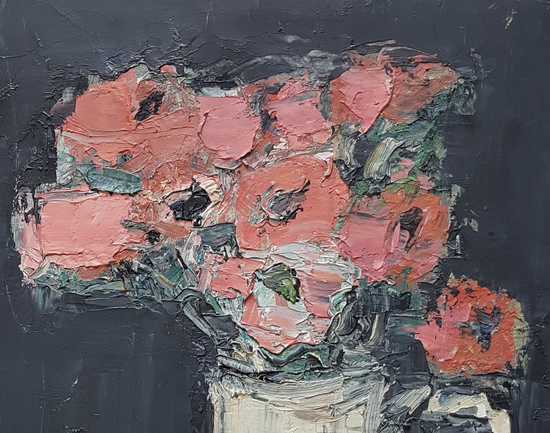 Nagao Usui painting "flowers with a white pitcher"