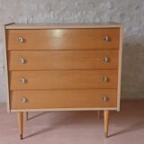 Vintage light wood chest of drawers from the 1970s.