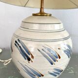 Signed ceramic lamp, new 200 cm cable, new lampshade