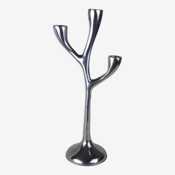 Modern mid-century aluminum three-pointed candelabra