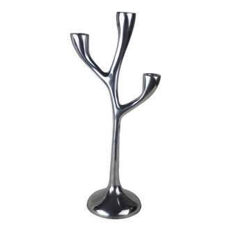 Modern mid-century aluminum three-pointed candelabra