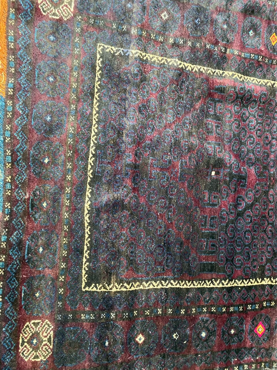 Handmade handmade Afghan Belutch vintage carpet 122x206 cm