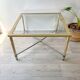 Table Basse Laiton et Verre biseauté carré vintage