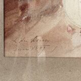 Still life, watercolor bouquet of flowers, signed L. de Bouvry