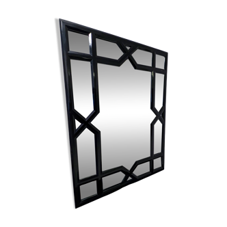 Large black lacquered art deco wall mirror 108 x 80