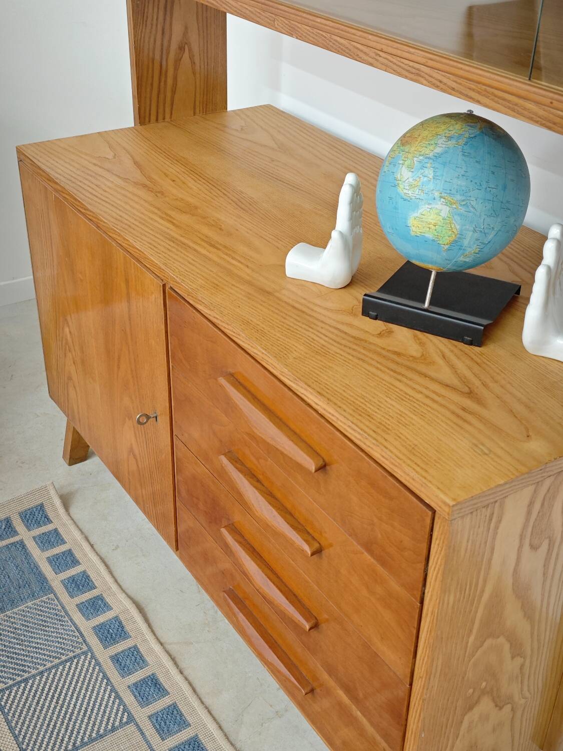 High sideboard, wooden display cabinet by Frantisek Jirak – 1960