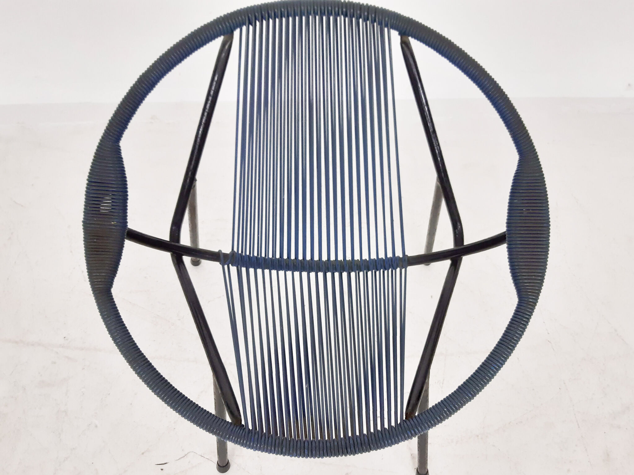 Mid-century plastic thread outdoor club chair
