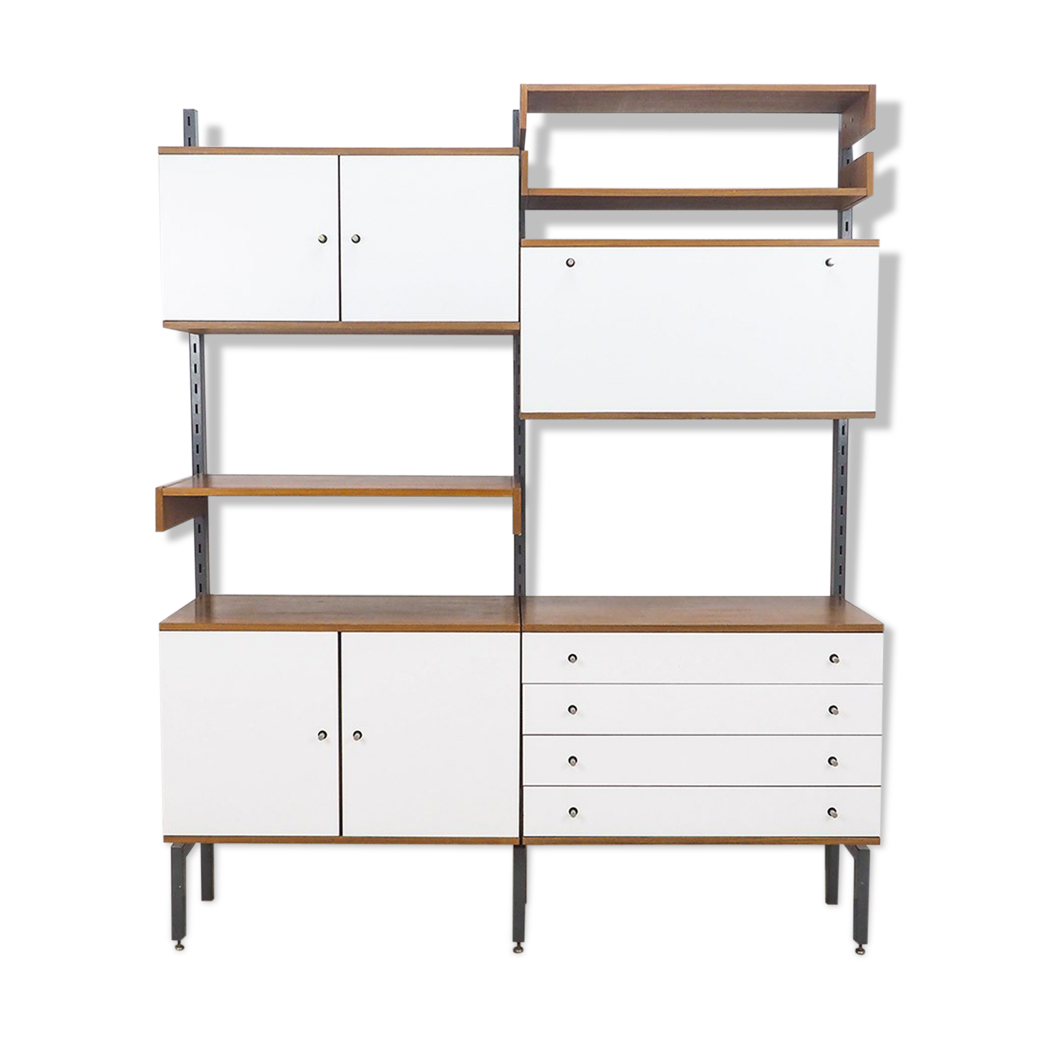 Teak and metal wall unit by Simplalux, 1960's