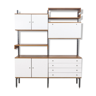 Teak and metal wall unit by Simplalux, 1960's