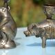 3 animal-shaped bronze candlesticks