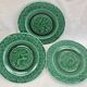 3 fruit plates Sarreguemines majolica shaded enamel Rubelles
