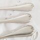 Christofle oyster or dessert forks, ribbon pattern, silver