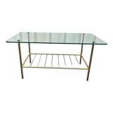 Vintage glass and brass coffee table
