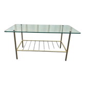 Table basse vintage verre et laiton