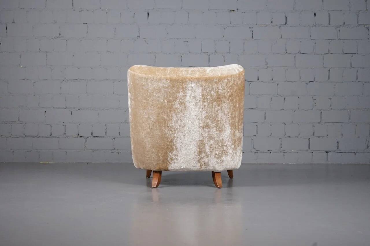 Fauteuil scandinave en velours à poils longs