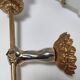 Pair of vintage patinated golden metal hand sconces