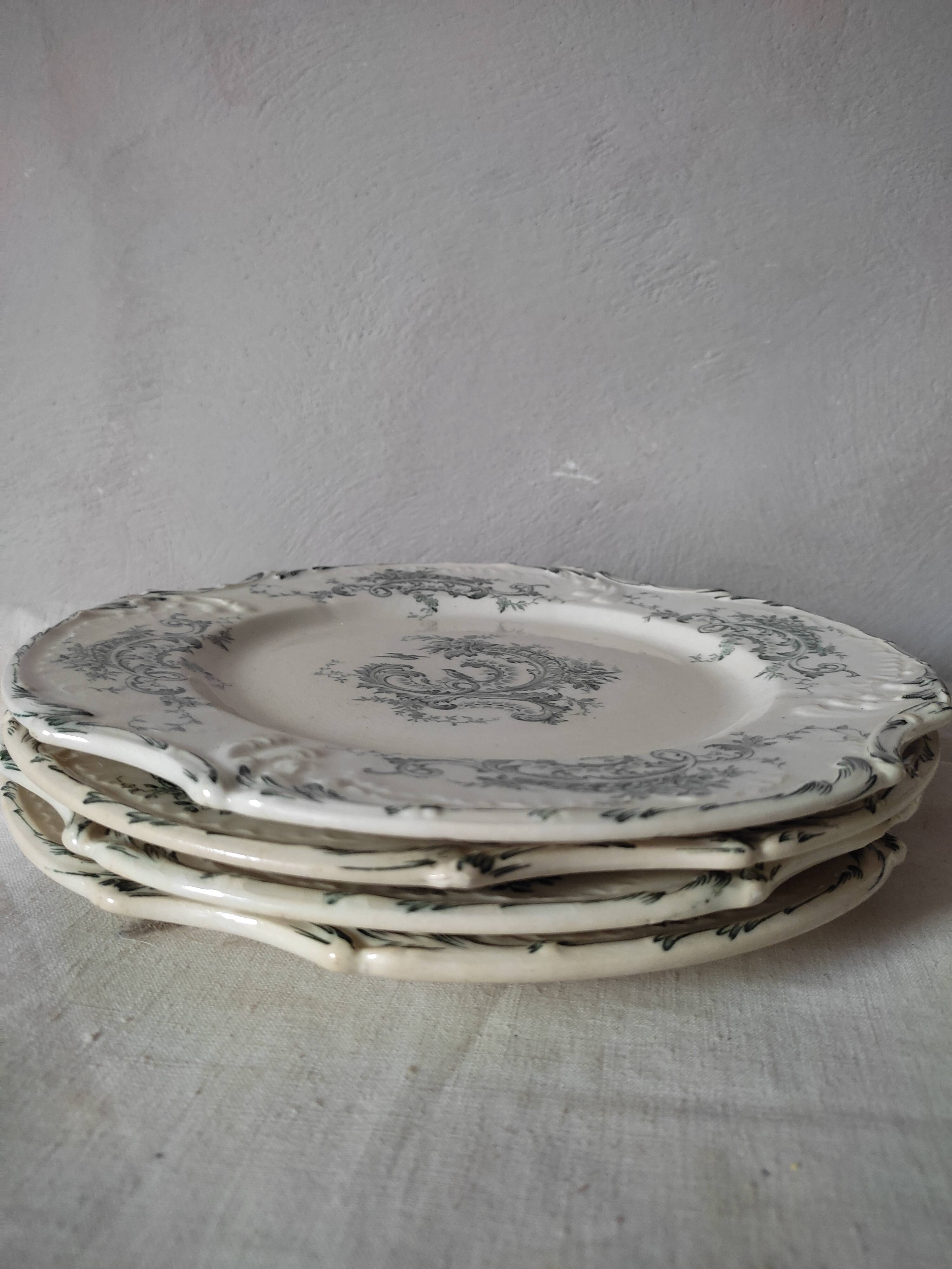 4 plates at the end of 1800 by Gien