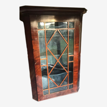 Antique glass fronted corner cabinet