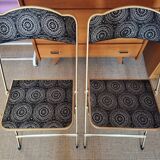 Set of 2 folding chairs in velvet and gold metal