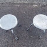 Set of adjustable Danish industrial metal stools, 1968