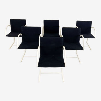 6 chaises de salle à manger circulaires postmodernes par Metaform, années 1980