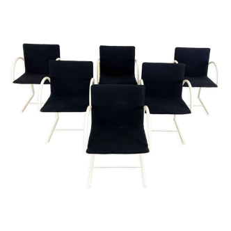 6 chaises de salle à manger circulaires postmodernes par Metaform, années 1980