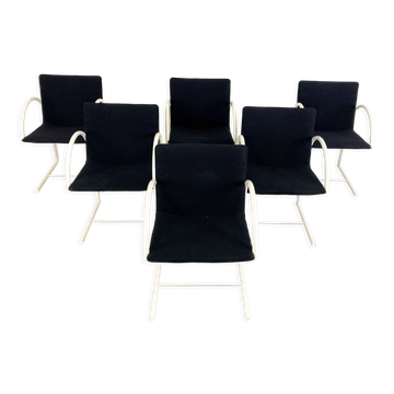 6 chaises de salle à manger circulaires postmodernes par Metaform, années 1980