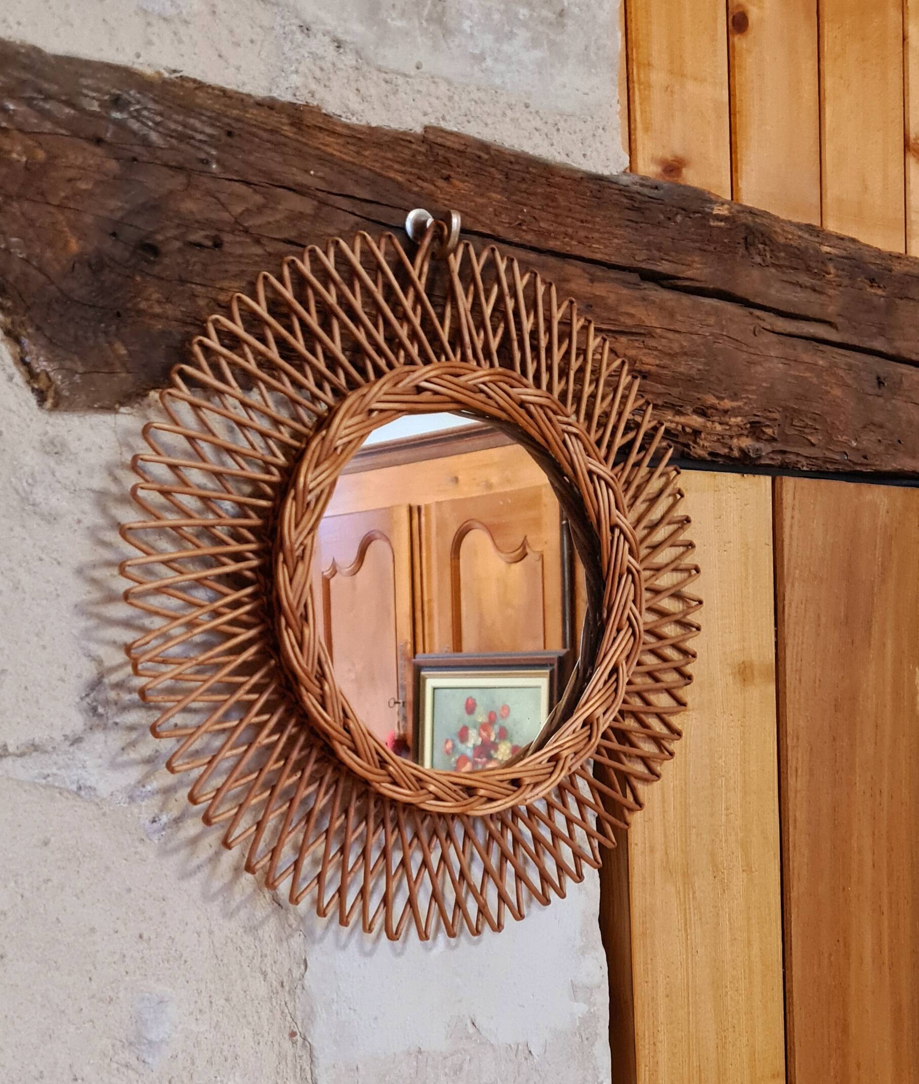 Vintage rattan mirror
