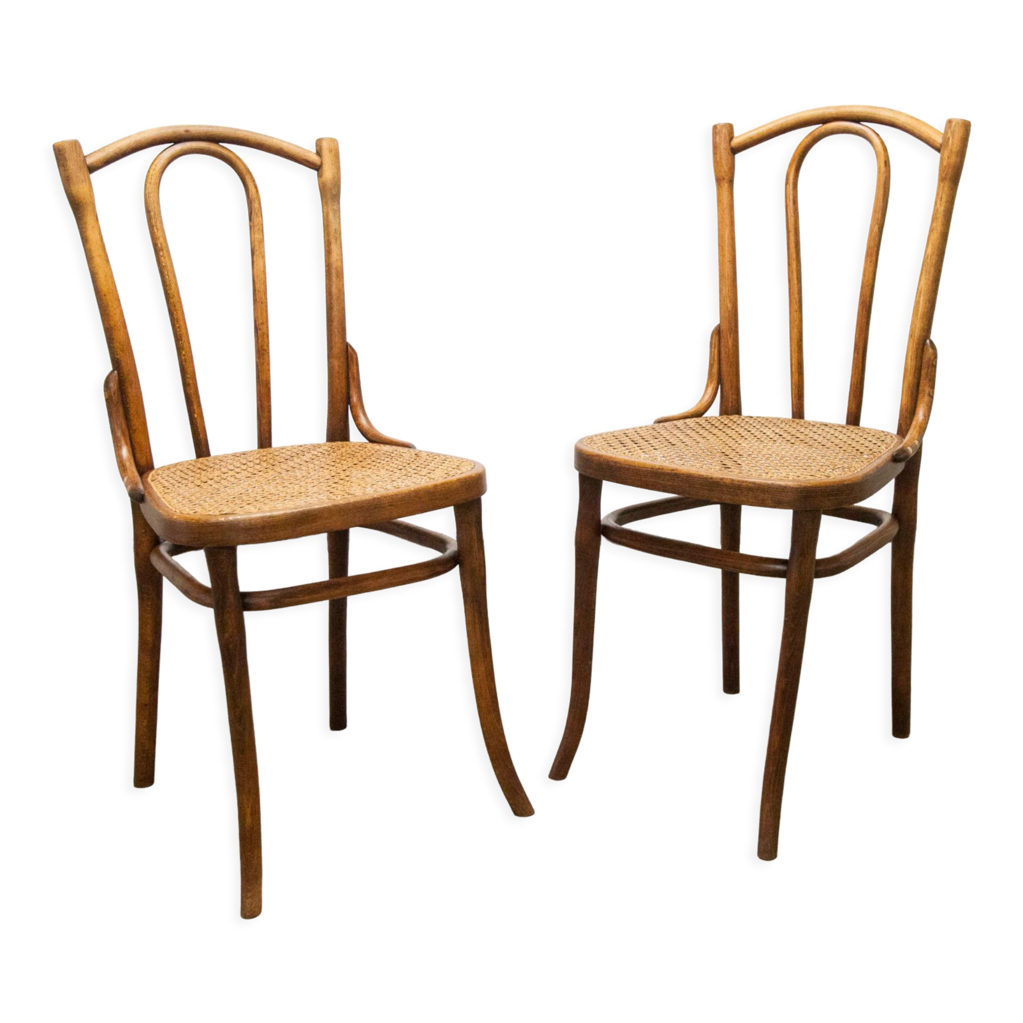 Pair of chairs bistrot Thonet Austria 1900 canning stamped
