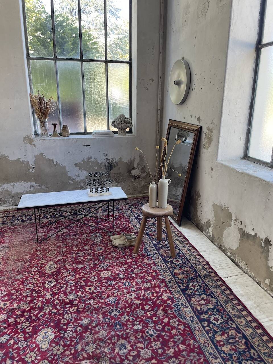 50s coffee table in metal and marble