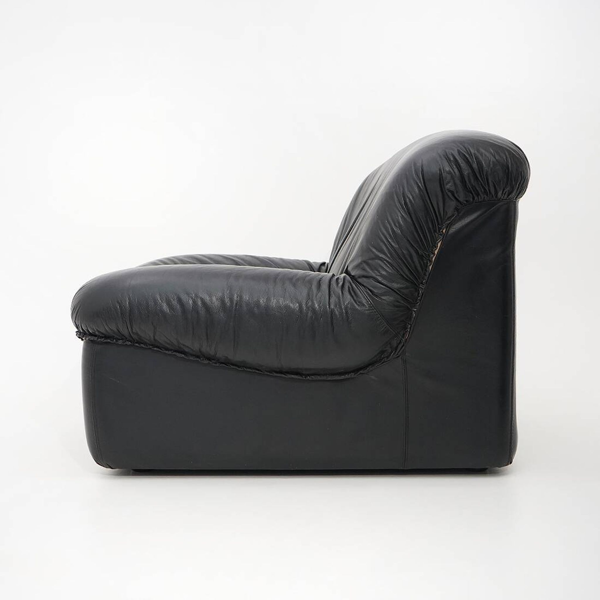Modular black leather armchairs, 1970s