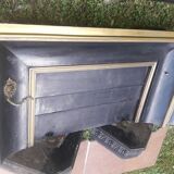 Fireplace XVIII° black marble louis XIV style with narrowed and floor slabs