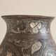 Antique pyriform Bidri vase in the shape of a pyramid.