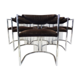 6 barrel back vintage Italian dining chairs attributed to Milo Baughman