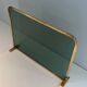 Single Panel Fire Screen in Tinted Green Glass with Brass Frame